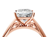 Rose gold Princess Cut Diamond Solitaire Engagement Ring with Cathedral Setting and Four-Prong Mount_250