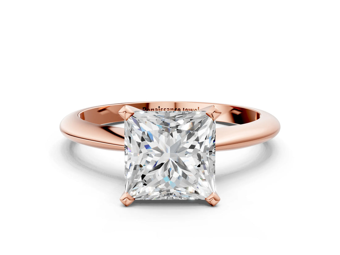 Rose gold Princess Cut Diamond Solitaire Engagement Ring with Classic Band and Four-Prong Setting_157