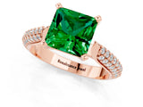 Rose gold Princess Cut Diamond Solitaire Engagement Ring with Pavé Band and Four-Prong Setting_1
