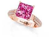 Rose gold Princess Cut Diamond Solitaire Engagement Ring with Pavé Band and Four-Prong Setting_1