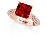 Rose gold Princess Cut Diamond Solitaire Engagement Ring with Pavé Band and Four-Prong Setting_1