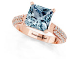 Rose gold Princess Cut Diamond Solitaire Engagement Ring with Pavé Band and Four-Prong Setting_1