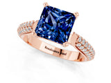 Rose gold Princess Cut Diamond Solitaire Engagement Ring with Pavé Band and Four-Prong Setting_1