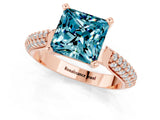 Rose gold Princess Cut Diamond Solitaire Engagement Ring with Pavé Band and Four-Prong Setting_1