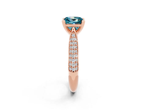 Rose gold Princess Cut Diamond Solitaire Engagement Ring with Pavé Band and Four-Prong Setting_2