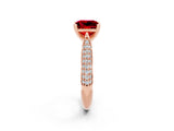 Rose gold Princess Cut Diamond Solitaire Engagement Ring with Pavé Band and Four-Prong Setting_2