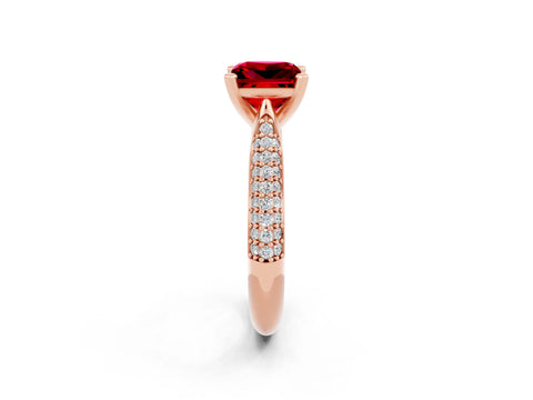 Rose gold Princess Cut Diamond Solitaire Engagement Ring with Pavé Band and Four-Prong Setting_2