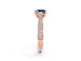 Rose gold Princess Cut Diamond Solitaire Engagement Ring with Pavé Band and Four-Prong Setting_2