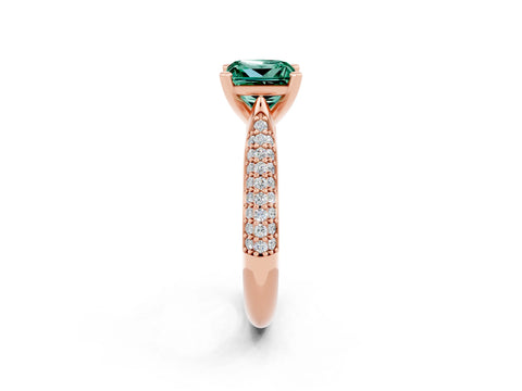 Rose gold Princess Cut Diamond Solitaire Engagement Ring with Pavé Band and Four-Prong Setting_2