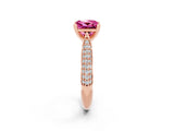 Rose gold Princess Cut Diamond Solitaire Engagement Ring with Pavé Band and Four-Prong Setting_2