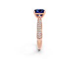 Rose gold Princess Cut Diamond Solitaire Engagement Ring with Pavé Band and Four-Prong Setting_2