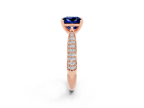 Rose gold Princess Cut Diamond Solitaire Engagement Ring with Pavé Band and Four-Prong Setting_2