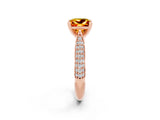 Rose gold Princess Cut Diamond Solitaire Engagement Ring with Pavé Band and Four-Prong Setting_2
