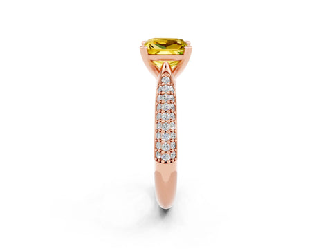 Rose gold Princess Cut Diamond Solitaire Engagement Ring with Pavé Band and Four-Prong Setting_2