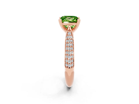 Rose gold Princess Cut Diamond Solitaire Engagement Ring with Pavé Band and Four-Prong Setting_2
