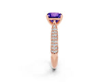 Rose gold Princess Cut Diamond Solitaire Engagement Ring with Pavé Band and Four-Prong Setting_2