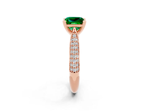 Rose gold Princess Cut Diamond Solitaire Engagement Ring with Pavé Band and Four-Prong Setting_2