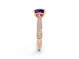 Rose gold Princess Cut Diamond Solitaire Engagement Ring with Pavé Band and Four-Prong Setting_2
