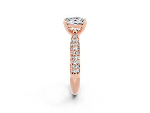 Rose gold Princess Cut Diamond Solitaire Engagement Ring with Pavé Band and Four-Prong Setting_2