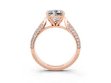 Rose gold Princess Cut Diamond Solitaire Engagement Ring with Pavé Band and Four-Prong Setting_3