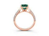 Rose gold Princess Cut Diamond Solitaire Engagement Ring with Pavé Band and Four-Prong Setting_3