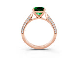 Rose gold Princess Cut Diamond Solitaire Engagement Ring with Pavé Band and Four-Prong Setting_3