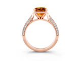 Rose gold Princess Cut Diamond Solitaire Engagement Ring with Pavé Band and Four-Prong Setting_3