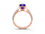 Rose gold Princess Cut Diamond Solitaire Engagement Ring with Pavé Band and Four-Prong Setting_3