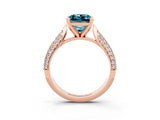 Rose gold Princess Cut Diamond Solitaire Engagement Ring with Pavé Band and Four-Prong Setting_3