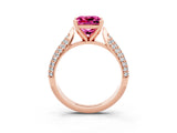 Rose gold Princess Cut Diamond Solitaire Engagement Ring with Pavé Band and Four-Prong Setting_3