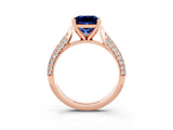 Rose gold Princess Cut Diamond Solitaire Engagement Ring with Pavé Band and Four-Prong Setting_3