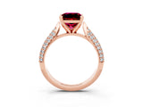 Rose gold Princess Cut Diamond Solitaire Engagement Ring with Pavé Band and Four-Prong Setting_3