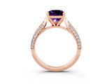 Rose gold Princess Cut Diamond Solitaire Engagement Ring with Pavé Band and Four-Prong Setting_3