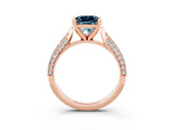 Rose gold Princess Cut Diamond Solitaire Engagement Ring with Pavé Band and Four-Prong Setting_3
