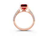 Rose gold Princess Cut Diamond Solitaire Engagement Ring with Pavé Band and Four-Prong Setting_3