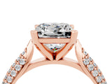 Rose gold Princess Cut Diamond Solitaire Engagement Ring with Pavé Band and Four-Prong Setting_4