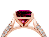 Rose gold Princess Cut Diamond Solitaire Engagement Ring with Pavé Band and Four-Prong Setting_4