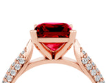 Rose gold Princess Cut Diamond Solitaire Engagement Ring with Pavé Band and Four-Prong Setting_4