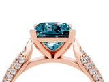 Rose gold Princess Cut Diamond Solitaire Engagement Ring with Pavé Band and Four-Prong Setting_4