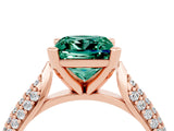 Rose gold Princess Cut Diamond Solitaire Engagement Ring with Pavé Band and Four-Prong Setting_4