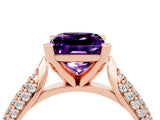 Rose gold Princess Cut Diamond Solitaire Engagement Ring with Pavé Band and Four-Prong Setting_4