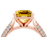 Rose gold Princess Cut Diamond Solitaire Engagement Ring with Pavé Band and Four-Prong Setting_4