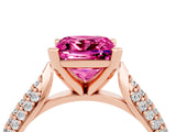 Rose gold Princess Cut Diamond Solitaire Engagement Ring with Pavé Band and Four-Prong Setting_4