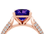 Rose gold Princess Cut Diamond Solitaire Engagement Ring with Pavé Band and Four-Prong Setting_4