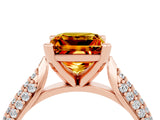 Rose gold Princess Cut Diamond Solitaire Engagement Ring with Pavé Band and Four-Prong Setting_4