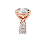 Rose gold Princess Cut Diamond Solitaire Engagement Ring with Pavé Band and Four-Prong Setting_5