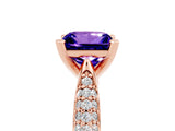 Rose gold Princess Cut Diamond Solitaire Engagement Ring with Pavé Band and Four-Prong Setting_5