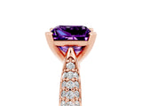 Rose gold Princess Cut Diamond Solitaire Engagement Ring with Pavé Band and Four-Prong Setting_5