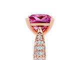 Rose gold Princess Cut Diamond Solitaire Engagement Ring with Pavé Band and Four-Prong Setting_5