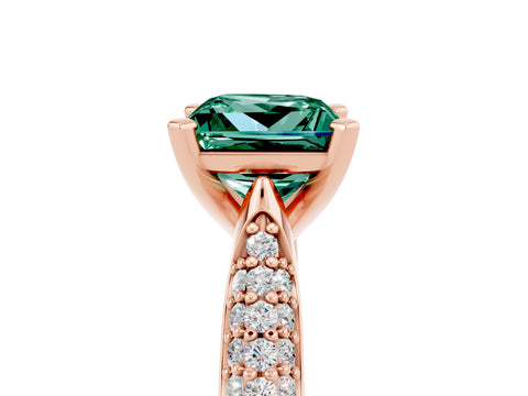 Rose gold Princess Cut Diamond Solitaire Engagement Ring with Pavé Band and Four-Prong Setting_5